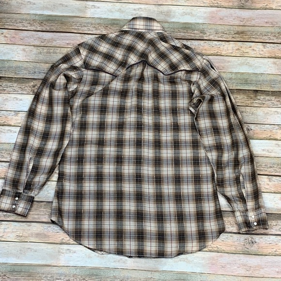 Vintage Levi's Western Shirt Brown Gold Thread Med - Picture 7 of 8